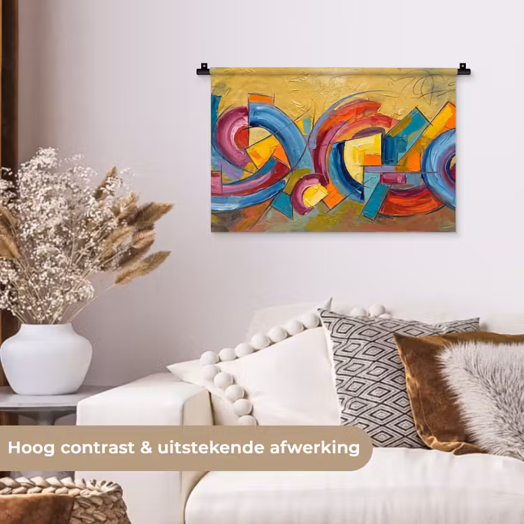 Abstract - Cirkels - Schilderij - Kleurrijk - Dynamisch Wandkleed katoen klein -sfeer1