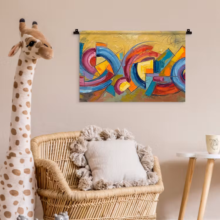 Abstract - Cirkels - Schilderij - Kleurrijk - Dynamisch Wandkleed katoen klein -wsfeer5_kind
