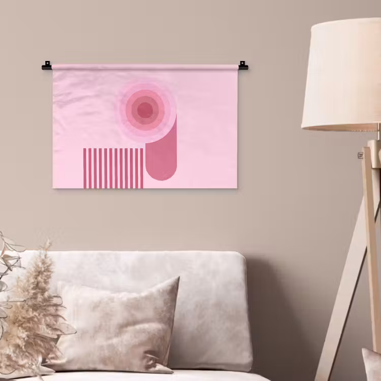 Abstract - Cirkels - Strepen - Modern - Roze Wandkleed katoen klein -sfeer4