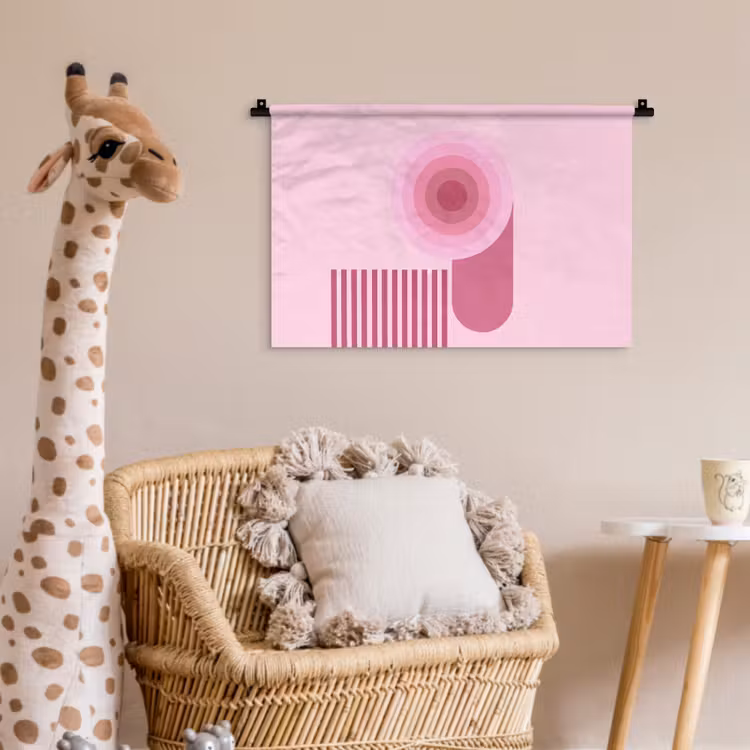Abstract - Cirkels - Strepen - Modern - Roze Wandkleed katoen klein -wsfeer5_kind