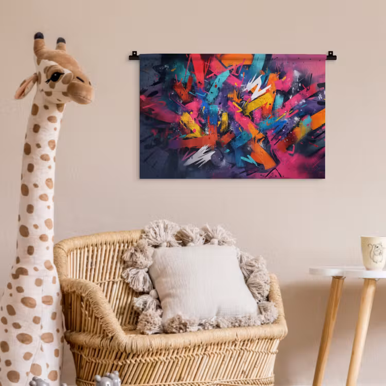 Abstract - Explosie - Neonkleuren Wandkleed katoen klein -wsfeer5_kind