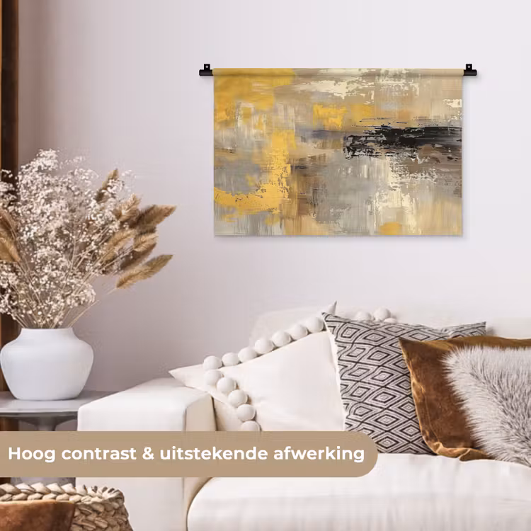 Abstract - Geel - Modern - Beige Wandkleed katoen klein -sfeer1