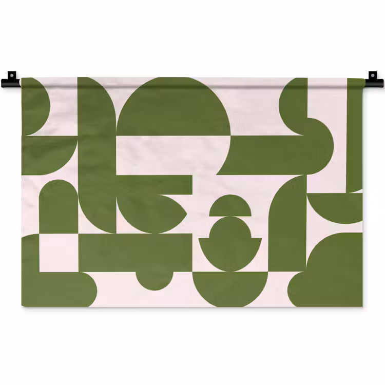 Abstract - Geometrie - Modern - Groen - Wit Wandkleed katoen klein -zz3d