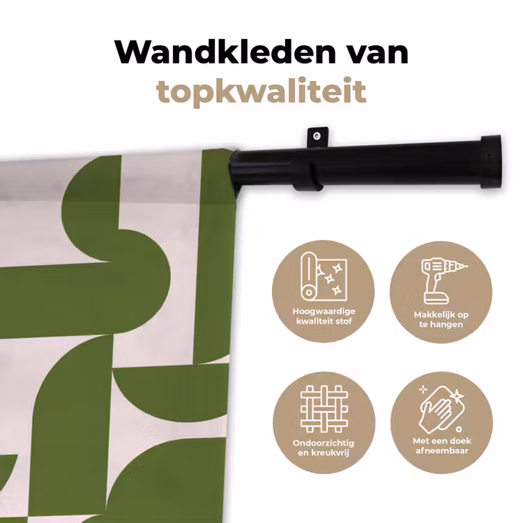 Abstract - Geometrie - Modern - Groen - Wit Wandkleed katoen klein -sfeer2