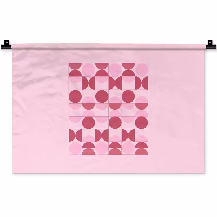 Abstract - Geometrisch - Cirkels - Roze - Modern Wandkleed katoen klein -zz3d