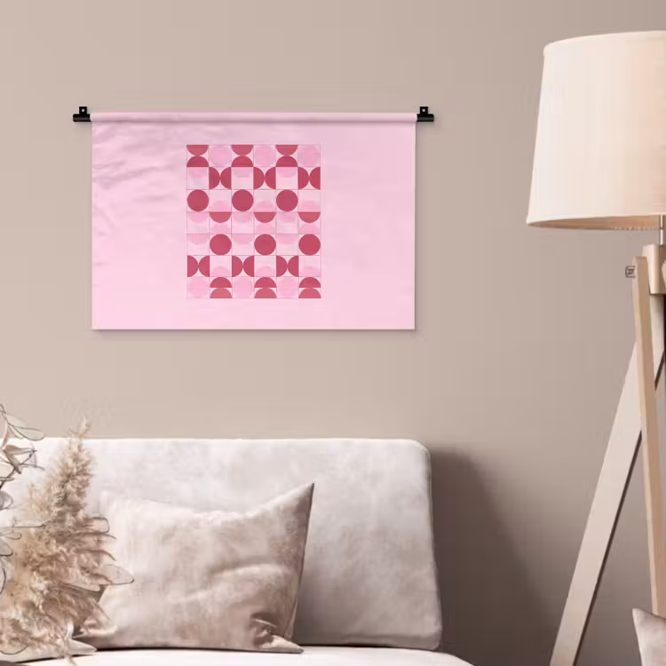 Abstract - Geometrisch - Cirkels - Roze - Modern Wandkleed katoen klein -sfeer4