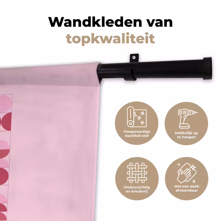 Abstract - Geometrisch - Cirkels - Roze - Modern Wandkleed katoen klein -sfeer2