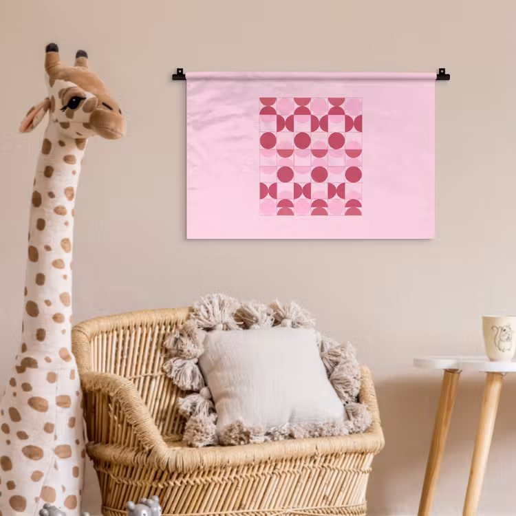 Abstract - Geometrisch - Cirkels - Roze - Modern Wandkleed katoen klein -wsfeer5_kind