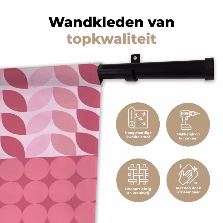 Abstract - Geometrisch - Patroon - Modern - Roze Wandkleed katoen klein -sfeer2