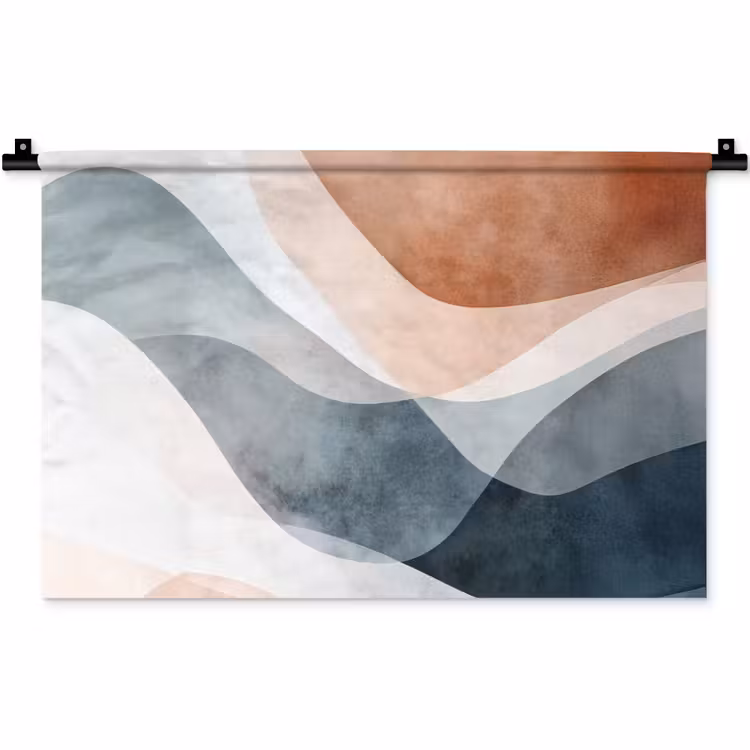 Abstract - Golven - Blauw Wandkleed katoen klein -zz3d
