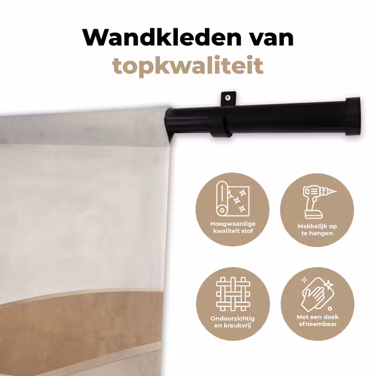 Abstract - Golven - Modern - Beige Wandkleed katoen klein -sfeer2
