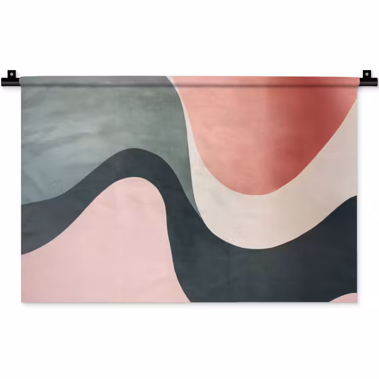 Abstract - Golven - Sierlijk - Roze Wandkleed katoen klein -zz3d