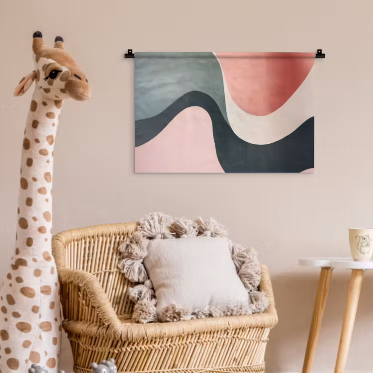 Abstract - Golven - Sierlijk - Roze Wandkleed katoen klein -wsfeer5_kind