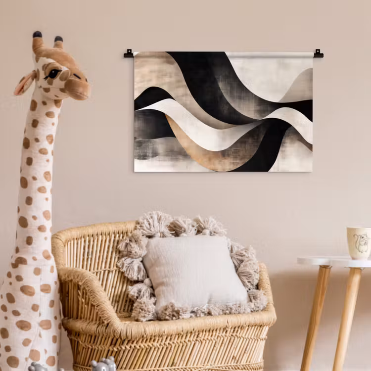 Abstract - Golven - Zwart - Verweerd Wandkleed katoen klein -wsfeer5_kind