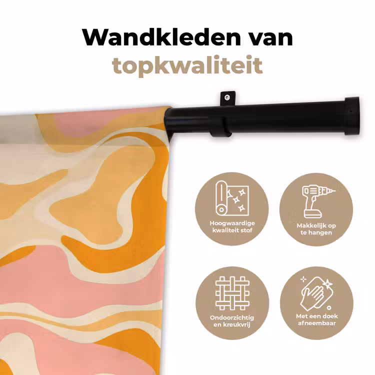 Abstract - Golvend - Oranje Wandkleed katoen klein -sfeer2
