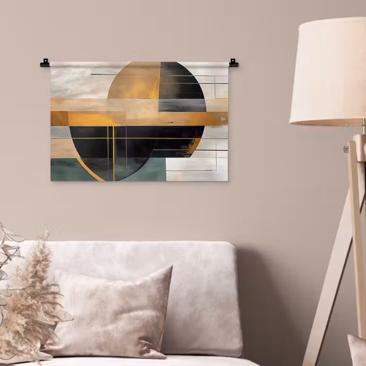 Abstract - Goud - Brons - Groen - Vormen - Modern Wandkleed katoen klein -sfeer4