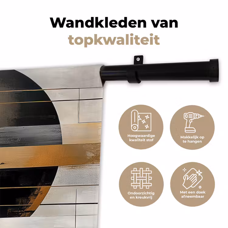 Abstract - Goud - Brons - Groen - Vormen - Modern Wandkleed katoen klein -sfeer2