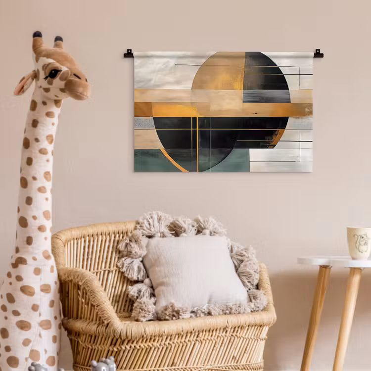 Abstract - Goud - Brons - Groen - Vormen - Modern Wandkleed katoen klein -wsfeer5_kind