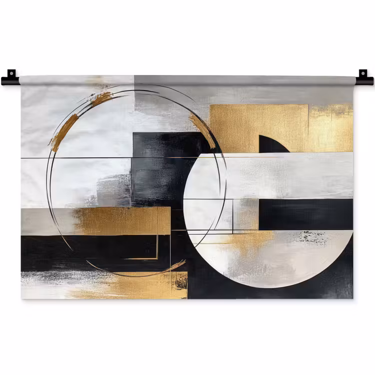 Abstract - Goud - Zilver - Vormen - Aesthetic Wandkleed katoen klein -zz3d