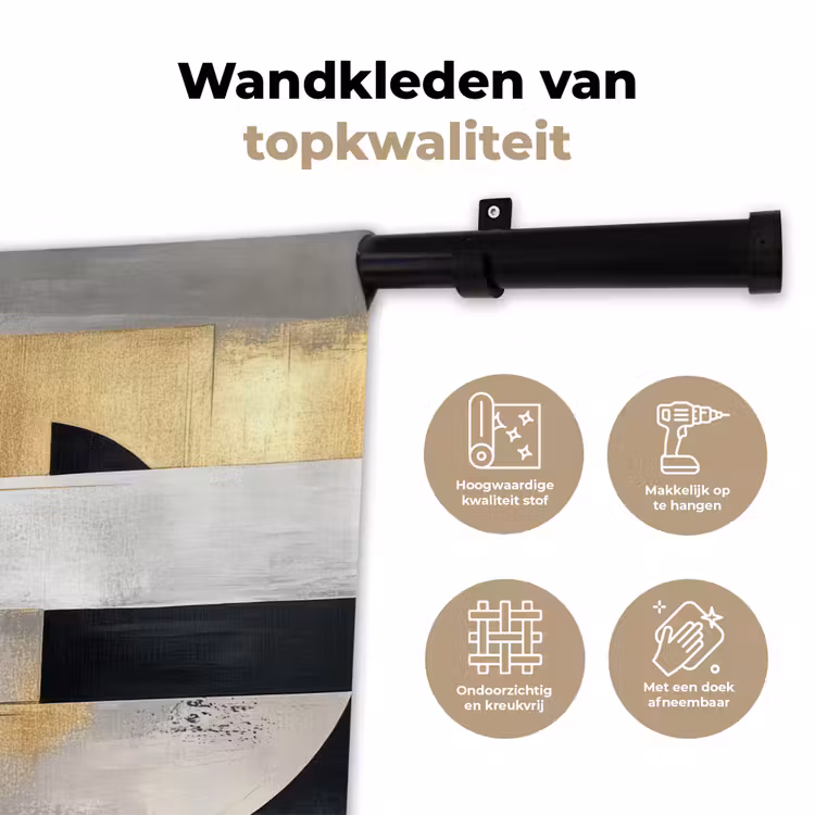 Abstract - Goud - Zilver - Vormen - Aesthetic Wandkleed katoen klein -sfeer2