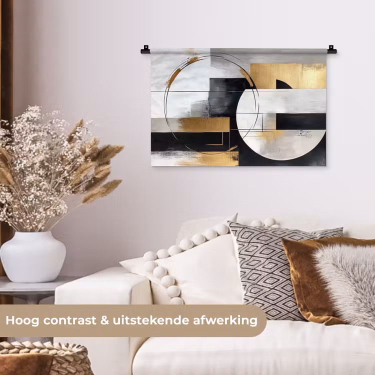 Abstract - Goud - Zilver - Vormen - Aesthetic Wandkleed katoen klein -sfeer1