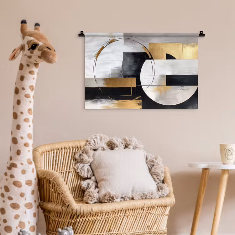 Abstract - Goud - Zilver - Vormen - Aesthetic Wandkleed katoen klein -wsfeer5_kind
