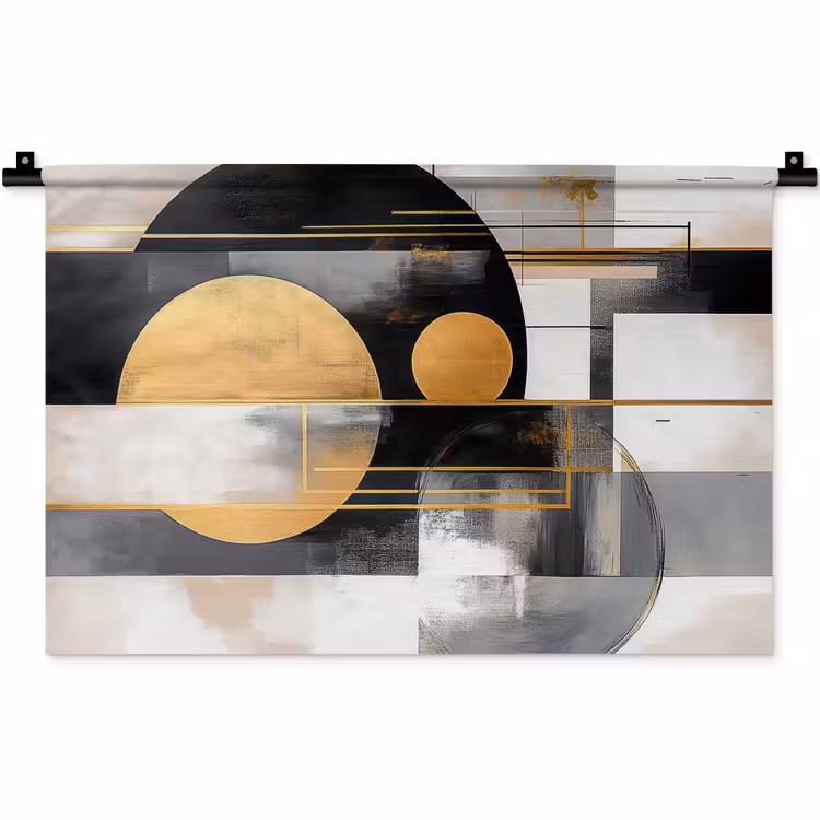 Abstract - Goud - Zilver - Vormen - Aesthetic - Modern Wandkleed katoen klein -zz3d