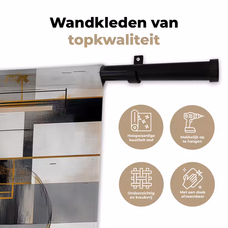 Abstract - Goud - Zilver - Vormen - Aesthetic - Modern Wandkleed katoen klein -sfeer2