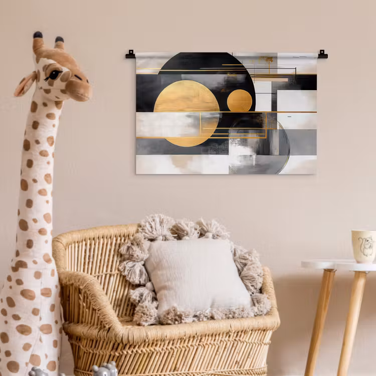 Abstract - Goud - Zilver - Vormen - Aesthetic - Modern Wandkleed katoen klein -wsfeer5_kind