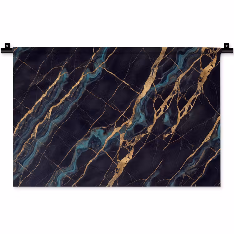 Abstract - Gouden lijnen - Kunst - Modern - Zwart Wandkleed katoen klein -zz3d