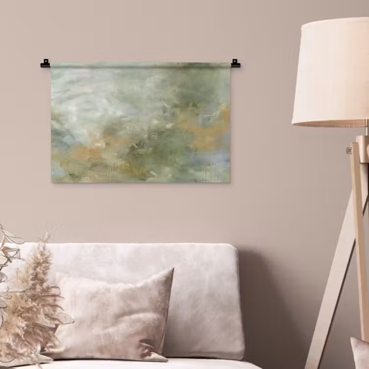 Abstract - Groen - Beige - Modern - Kunst Wandkleed katoen klein -sfeer4