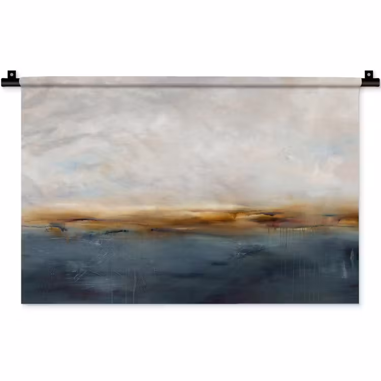 Abstract - Horizon - Water - Modern - Beige Wandkleed katoen klein -zz3d