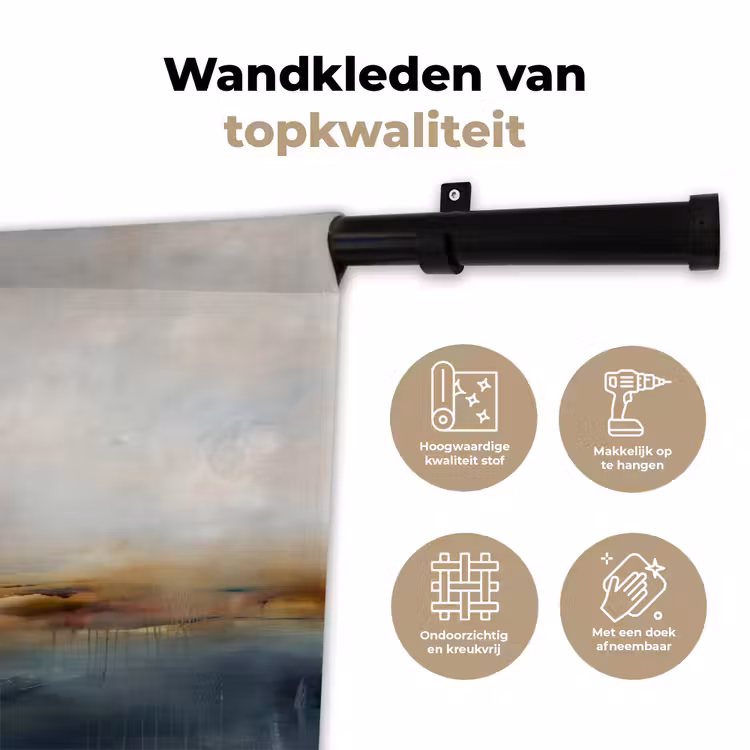 Abstract - Horizon - Water - Modern - Beige Wandkleed katoen klein -sfeer2