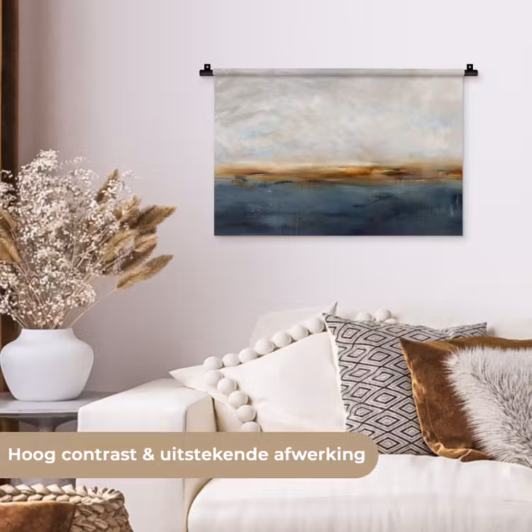 Abstract - Horizon - Water - Modern - Beige Wandkleed katoen klein -sfeer1