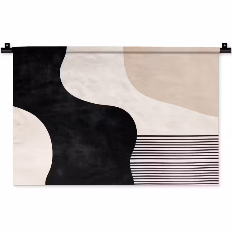 Abstract - Japandi - Beige - Modern Wandkleed katoen klein -zz3d