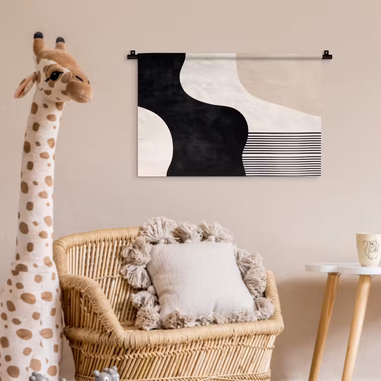 Abstract - Japandi - Beige - Modern Wandkleed katoen klein -wsfeer5_kind