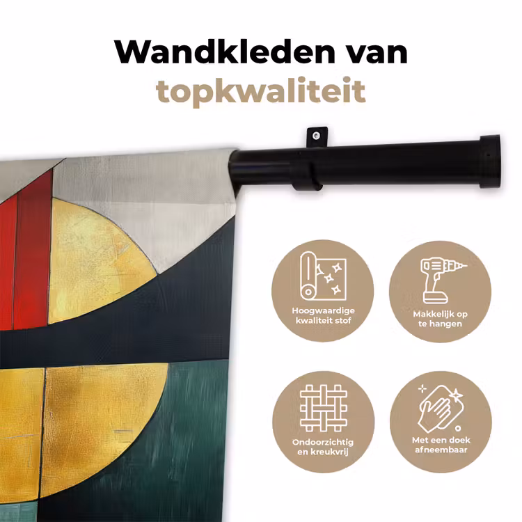 Abstract - Kerst - Goud - Rood - Groen Wandkleed katoen klein -sfeer2
