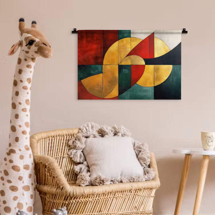 Abstract - Kerst - Goud - Rood - Groen Wandkleed katoen klein -wsfeer5_kind