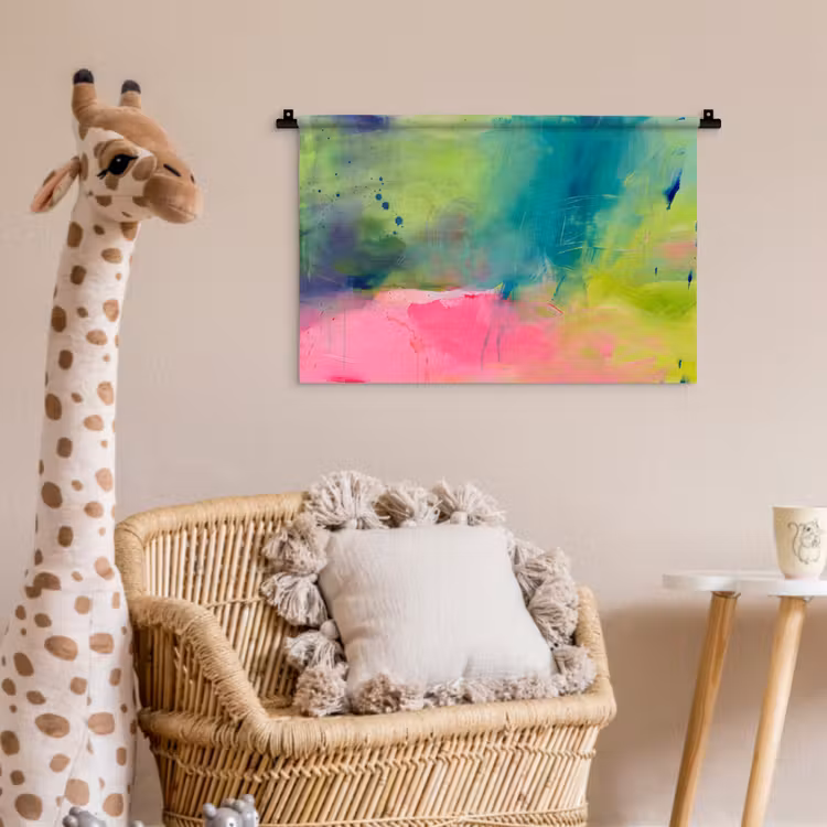 Abstract - Kleuren - Modern - Groen - Roze Wandkleed katoen klein -wsfeer5_kind