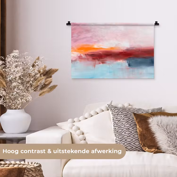 Abstract - Kleuren - Modern - Kunst - Roze Wandkleed katoen klein -sfeer1