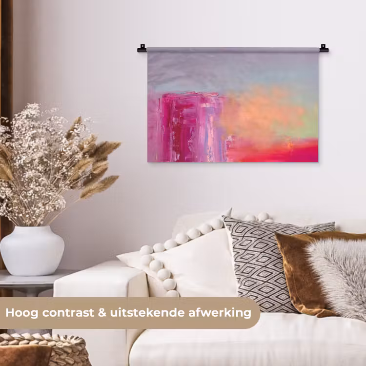 Abstract - Kleuren - Modern - Roze Wandkleed katoen klein -sfeer1