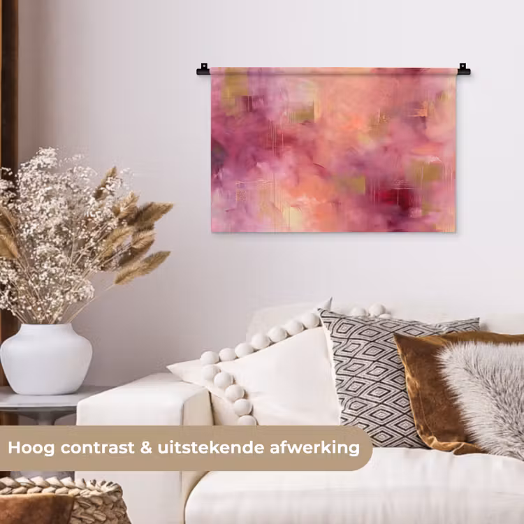 Abstract - Kleuren - Modern - Roze - Paars Wandkleed katoen klein -sfeer1