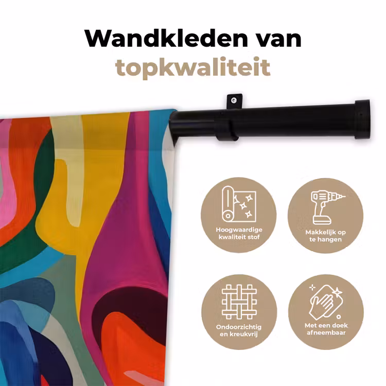 Abstract - Kleurrijk - Golven - Lijnen Wandkleed katoen klein -sfeer2