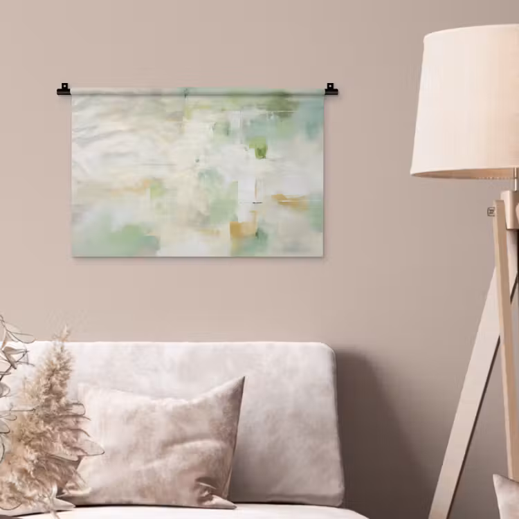 Abstract - Kunst - Wit - Groen - Modern Wandkleed katoen klein -sfeer4
