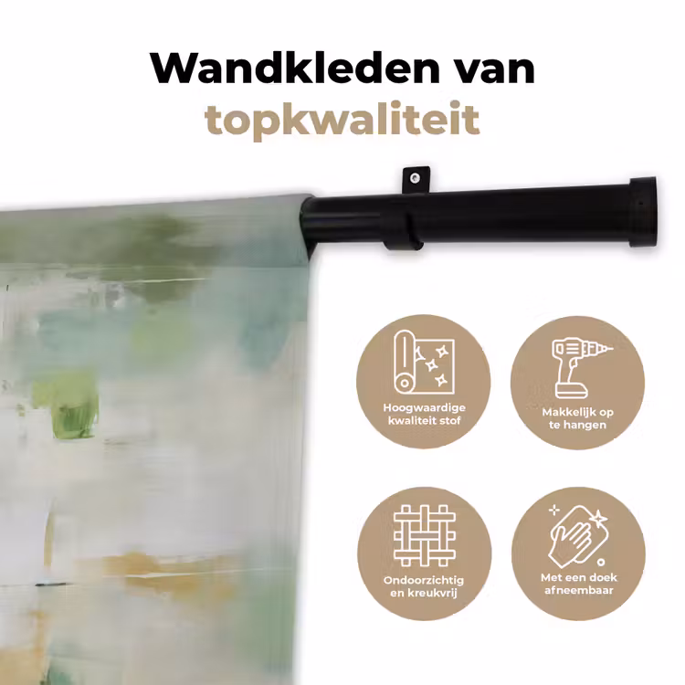 Abstract - Kunst - Wit - Groen - Modern Wandkleed katoen klein -sfeer2
