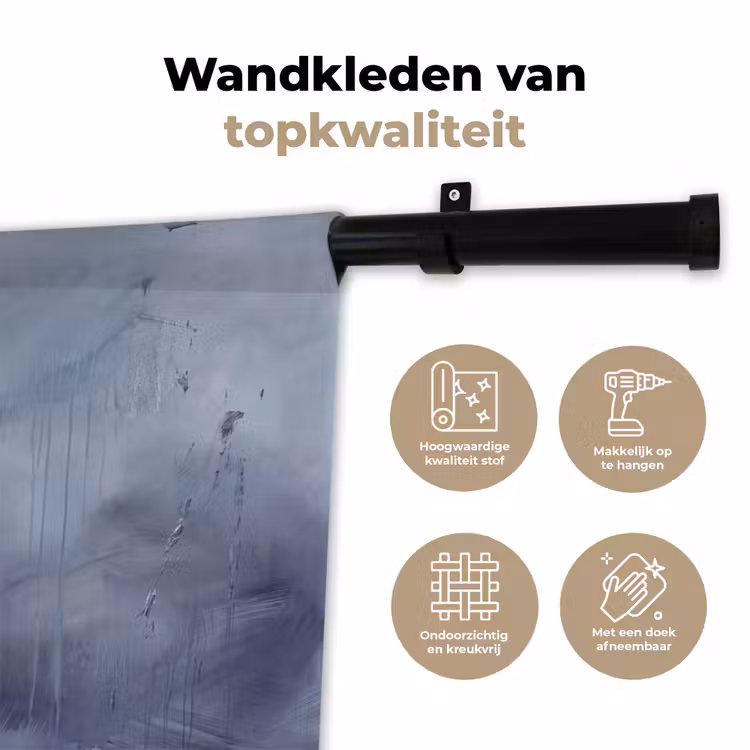 Abstract - Kwaststreken - Modern - Kunst - Grijs Wandkleed katoen klein -sfeer2