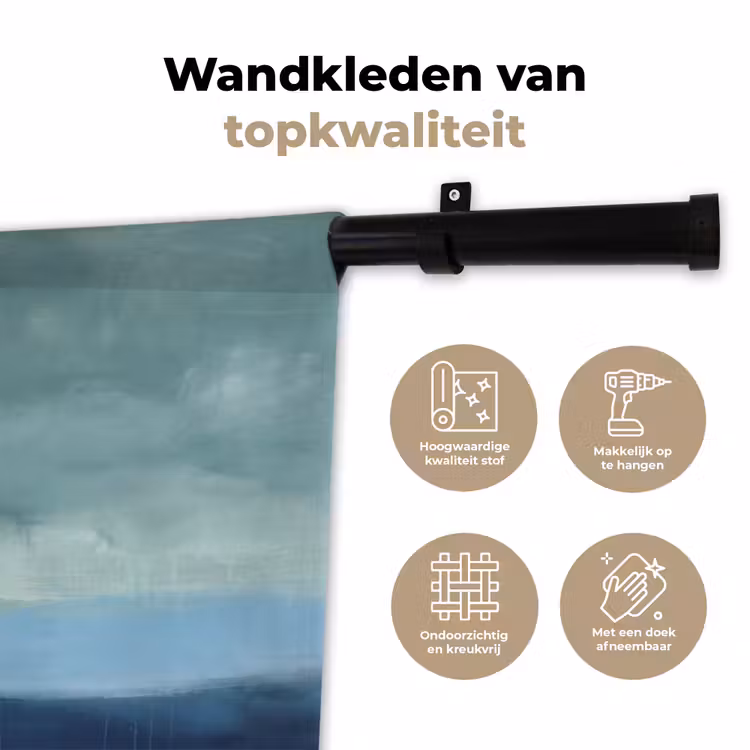 Abstract - Lagen - Rust - Modern - Blauw Wandkleed katoen klein -sfeer2