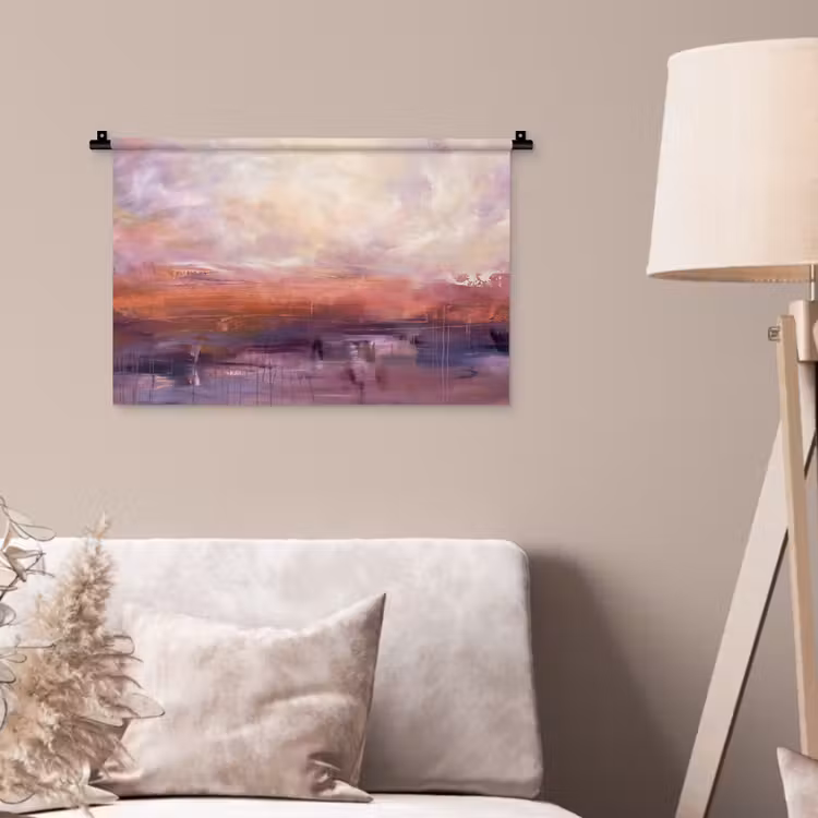 Abstract - Landschap - Modern - Paars - Oranje Wandkleed katoen klein -sfeer4