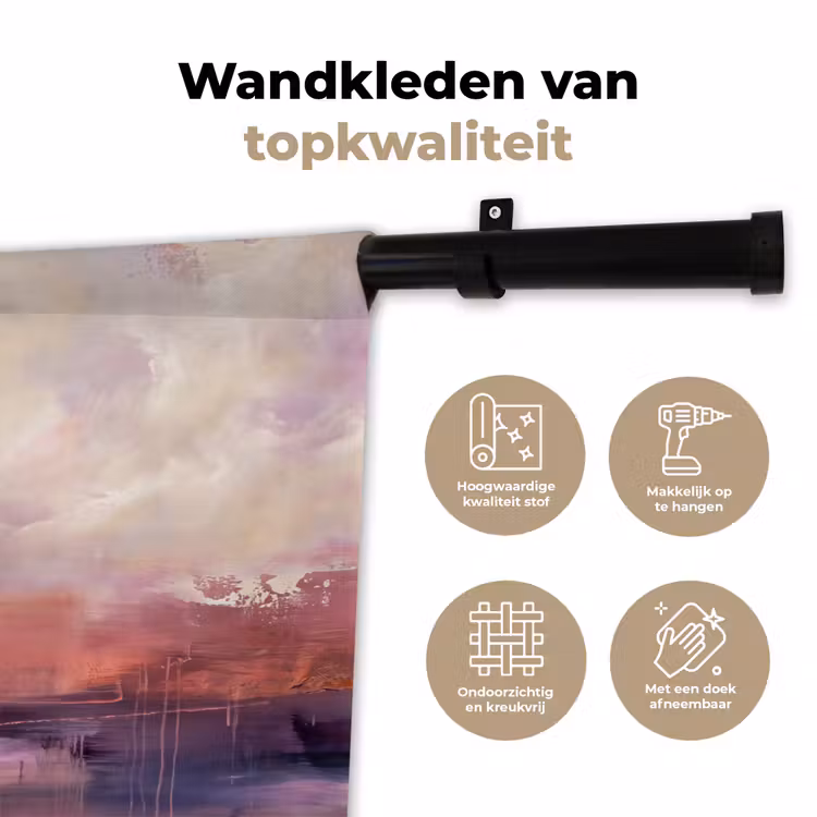 Abstract - Landschap - Modern - Paars - Oranje Wandkleed katoen klein -sfeer2