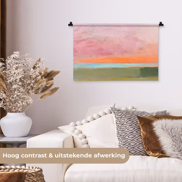 Abstract - Landschap - Modern - Roze - Oranje Wandkleed katoen klein -sfeer1